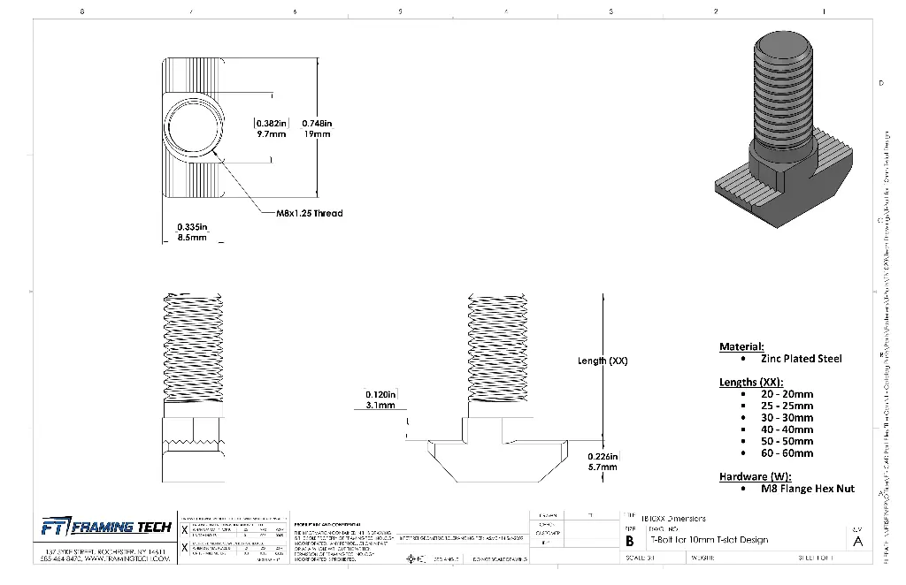 T-Bolt for 10mm T-slot Design (Tech Drawing).webp