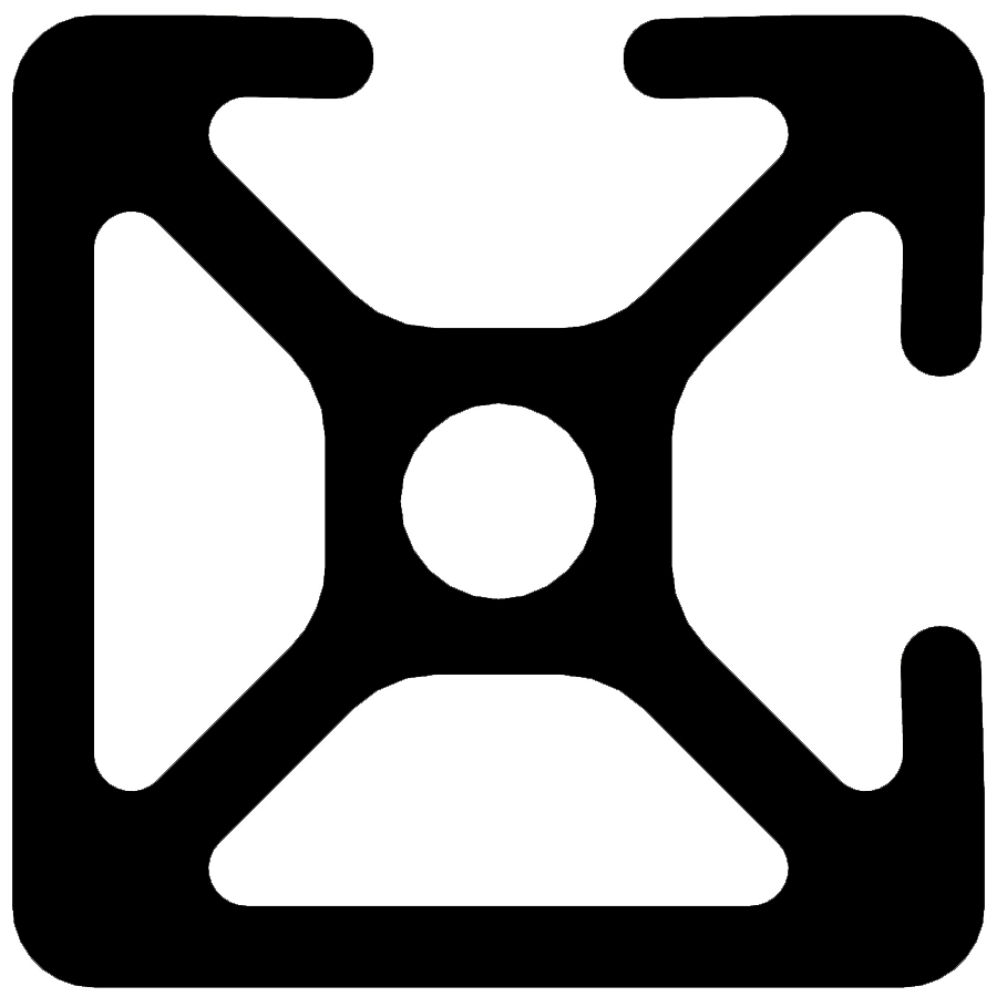 1" x 1" T-Slot Profile - 2 (.26") TSlots Adjacent, 2 Smooth Sides per millimeter