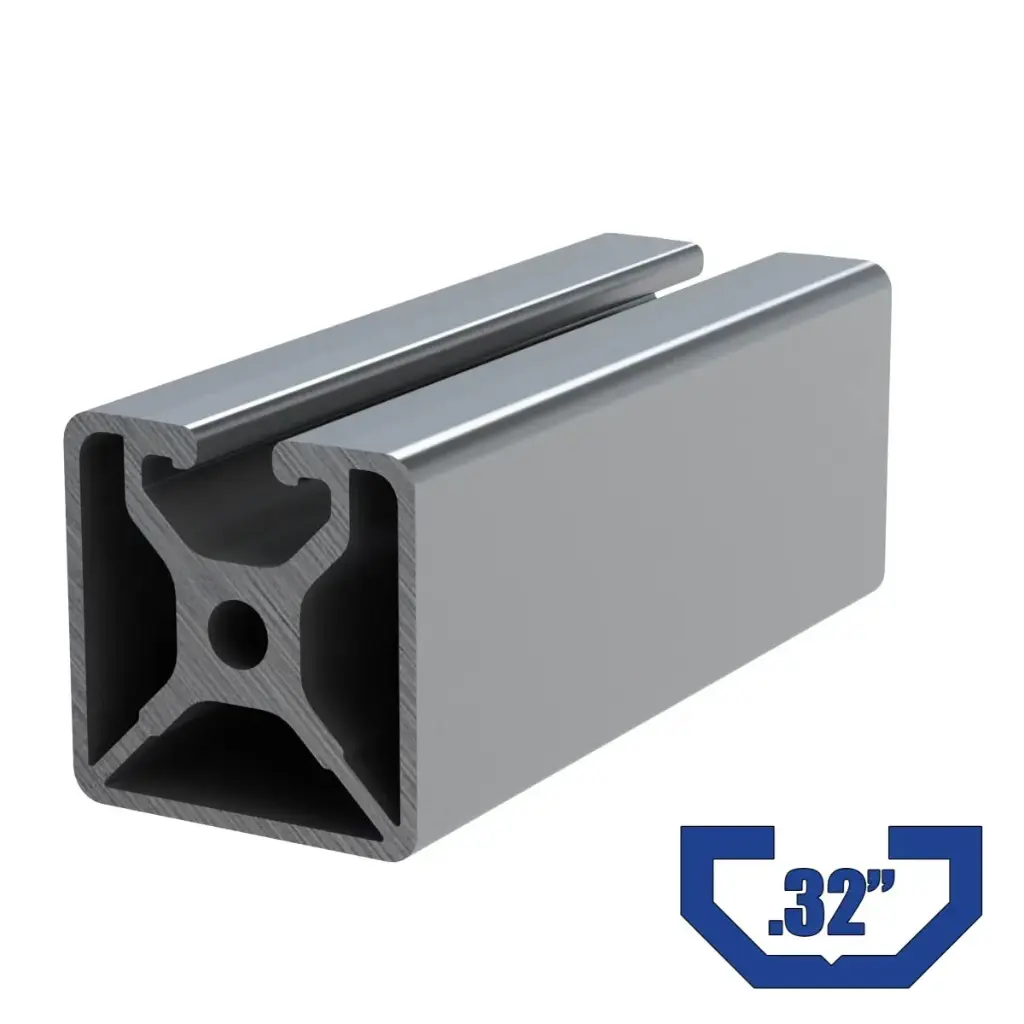 1.5" x 1.5" T-Slot Profile - 1 (.32") TSlot, 3 Smooth Sides