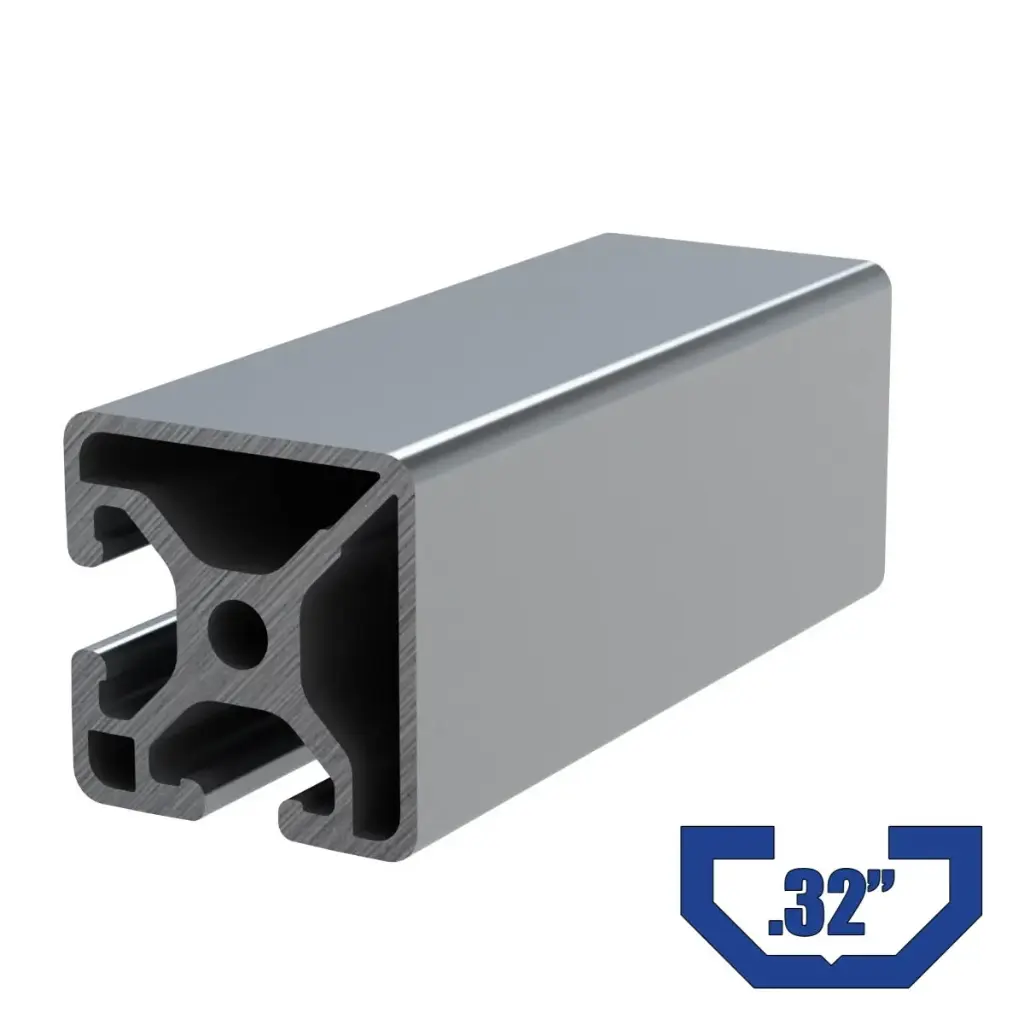 1.5" x 1.5" T-Slot Profile - 2 (.32") TSlots Adjacent, 2 Smooth Sides