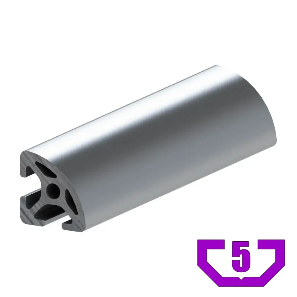 20mm x 20mm T-Slot Profile - 2 (5mm) TSlots, Quarter Round