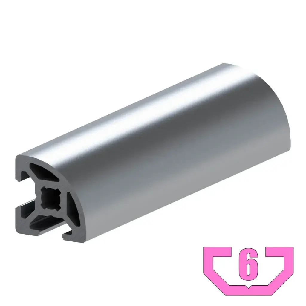 20mm x 20mm T-Slot Profile - 2 (6mm) TSlots, Quarter Round