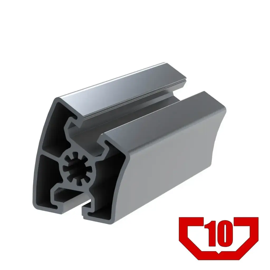 45mm x 45mm T-Slot Profile - 2 (10mm) T-Slots at 30 degrees with Smooth Inside and Outside Corners