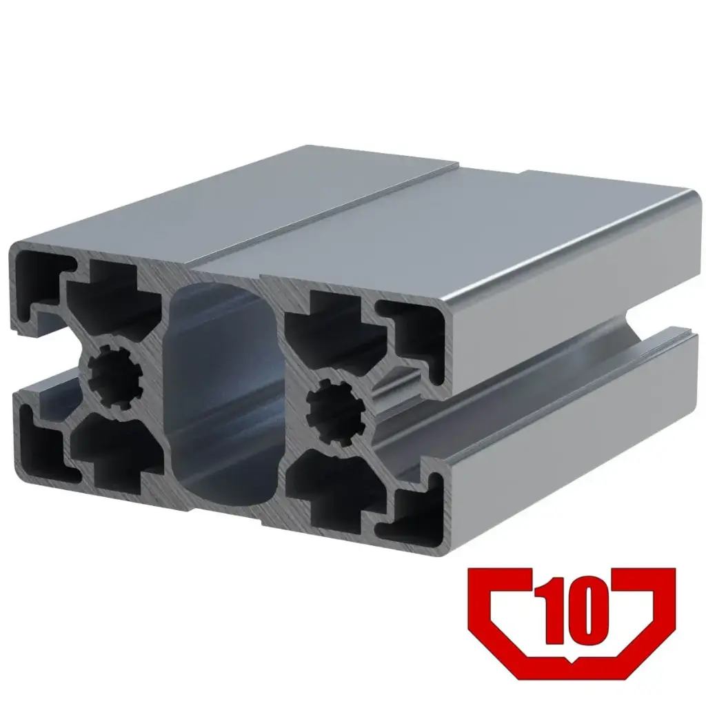 45mm x 90mm Light T-Slot Profile - 2 (10mm) TSlots Opposite (45mm), 2 Smooth Sides