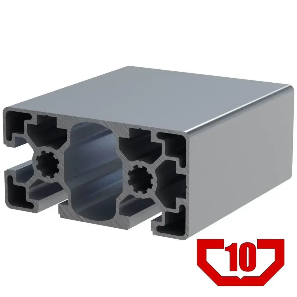 45mm x 90mm Light T-Slot Profile - 3 (10mm) TSlots Adjascent, 2 Smooth Sides