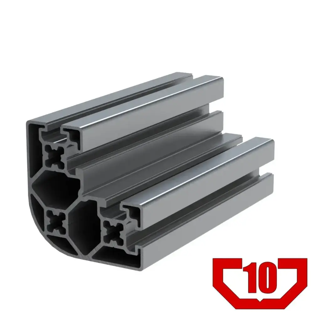 45mm x 90mm x 90mm L-Shaped T-Slot Profile - 4(10mm) TSlots, Smooth Rounded Outside Surface