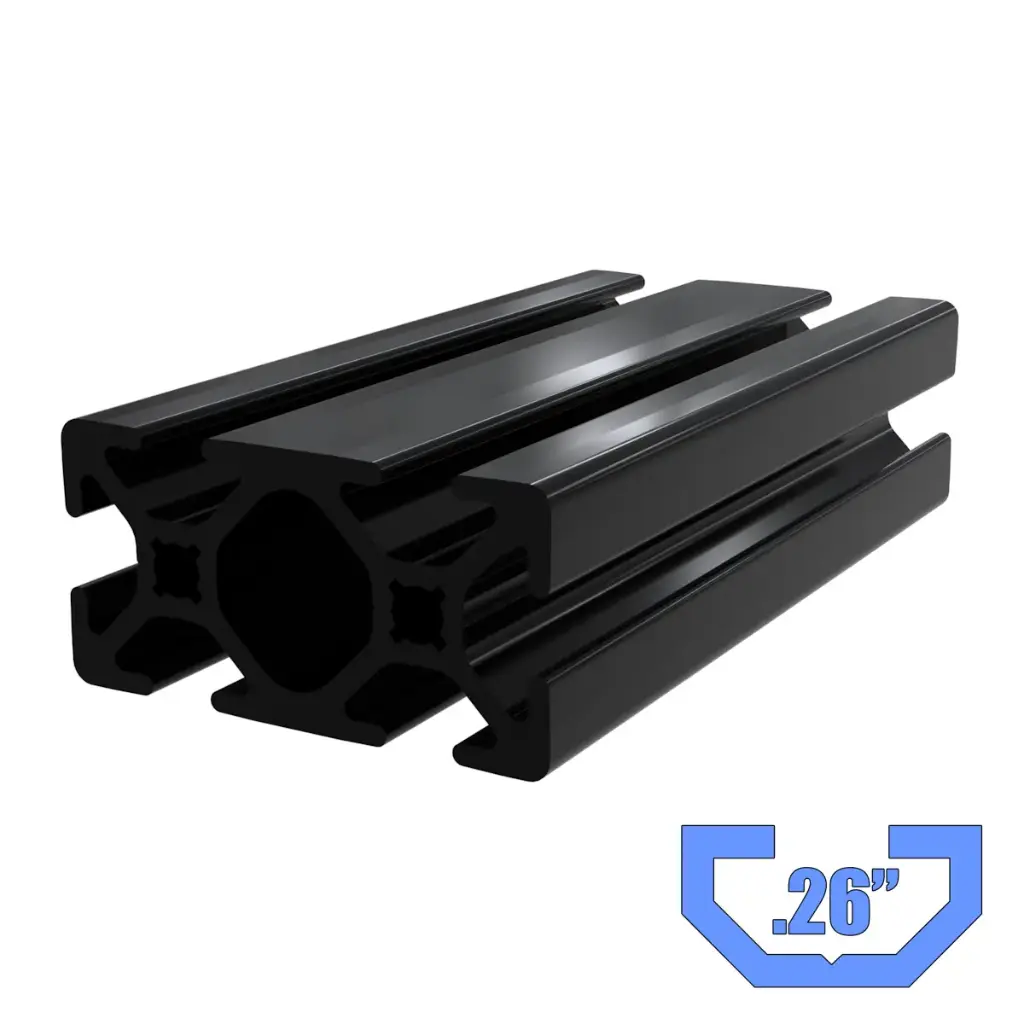 1" x 2" Black T-Slot Profile - 6 (.26") TSlots