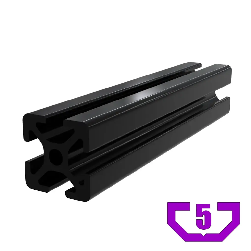 20mm x 20mm Black Anodized T-Slot Profile - 4 (5mm) TSlots