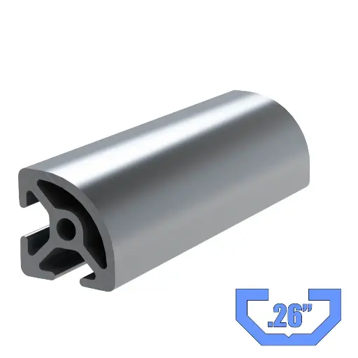 [1.0X1.0-R/240INCH] 1" x 1" T-Slot Profile - 2 (.26") TSlots, Quarter Round