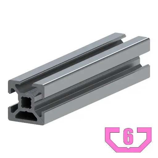 [20X20-3S/3M] 20mm x 20mm T-Slot Profile - 3 (6mm) TSlots, 1 Smooth Side