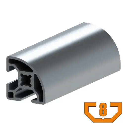 [30X30-R/6M] 30mm x 30mm T-Slot Profile - 2 (8mm) TSlots, Quarter Round