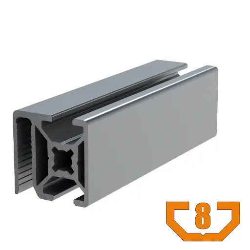 [30X30-WG30/6M] 30mm x 30mm T-Slot Profile - 2 (8mm) TSlots Opposite, 1 Panel Retainer Slots