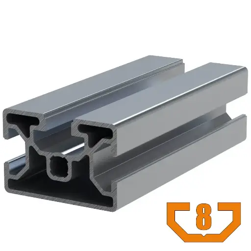 [30X45/6M] 30mm x 45mm T-Slot Profile - 2 (8mm) TSlots Opposite, 1 (10mm) T-Slot, 1 Smooth (45mm) Side