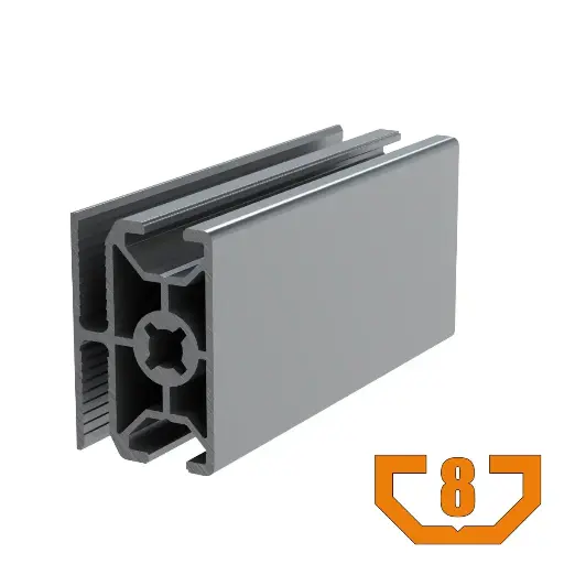 [30x45-WG30/6M] 30mm x 45mm T-Slot Profile - 2 (8mm) TSlots Opposite, 2 Panel Retainer Slots