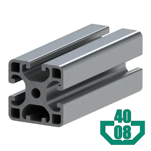 [40X40-083S/6M] 40mm x 40mm T-Slot Profile - 3 (8mm/.32") TSlots, 1 Smooth Side