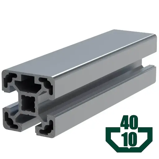 [40X40-103S/6M] 40mm x 40mm T-Slot Profile - 3 (10mm) TSlots Adjacent, 1 Smooth Sides