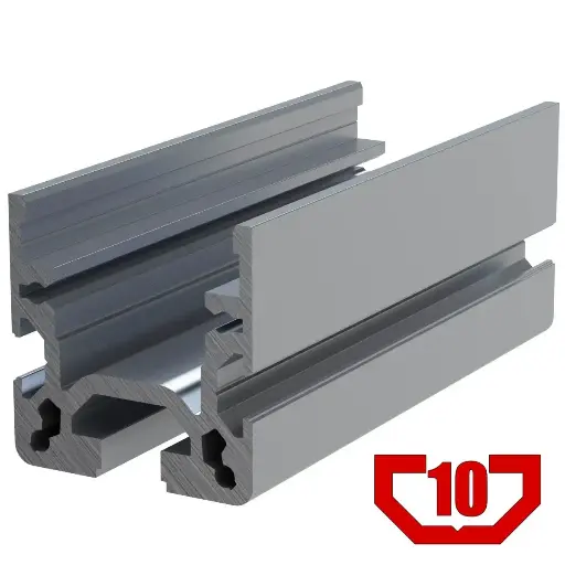 [40X40-10RP/6M] 40mm x 40mm Roller T-Slot Profile - 1(10mm) TSlot, 2 (8mm) TSlots