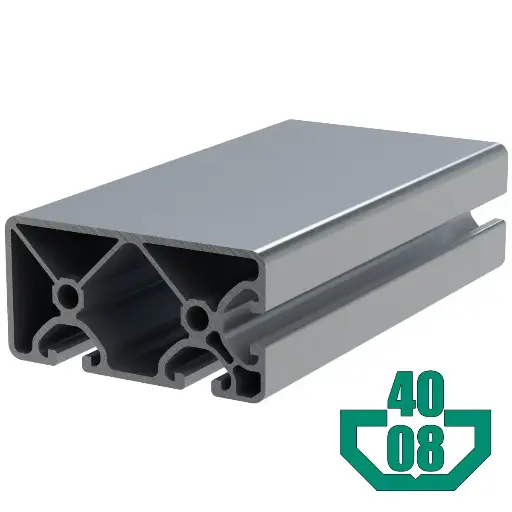 [40X80-08L3SA/6M] 40mm x 80mm Light T-Slot Profile - 3 (8mm/.32") TSlots, 2 Smooth Sides Adjacent