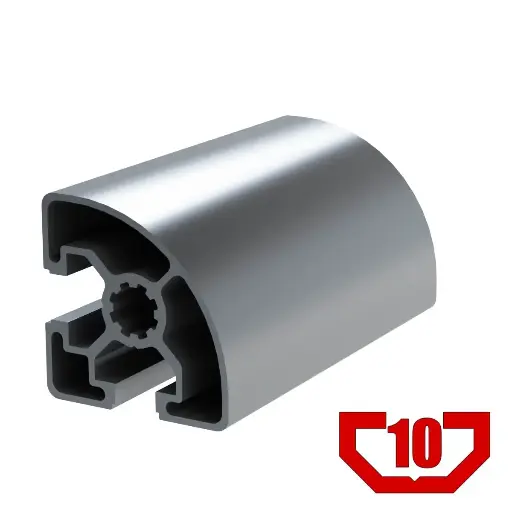 [45X45-RL/6M] 45mm x 45mm Light T-Slot Profile - 2 (10mm) TSlots Adjacent, Quarter Round