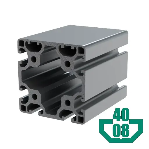 [80X80-086S/6M] 80mm x 80mm T-Slot Profile - 6 (8mm/.32") TSlots, 1 Smooth Side